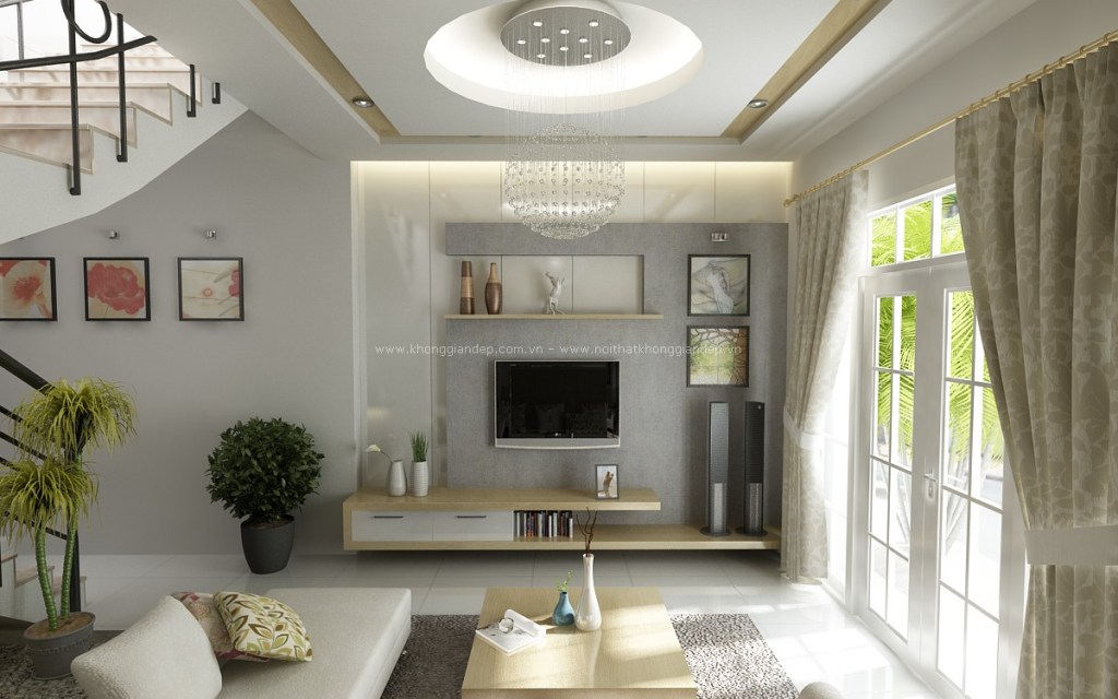 Phòng khách sang trọng với gam màu&nbsp;sáng